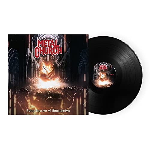 Metal Church “Congregation of Annihilation” vinyl record with gothic church artwork.