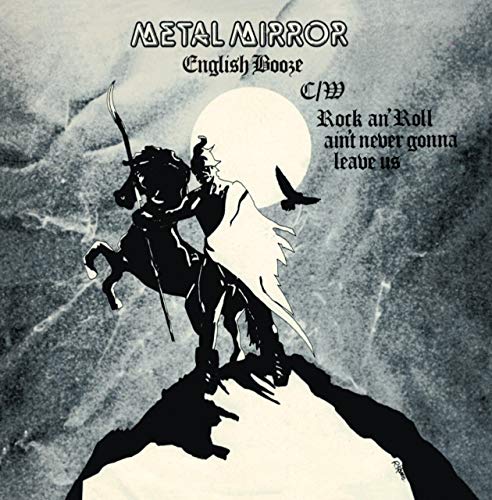 Black and white album cover depicting a knight on horseback with a bird.