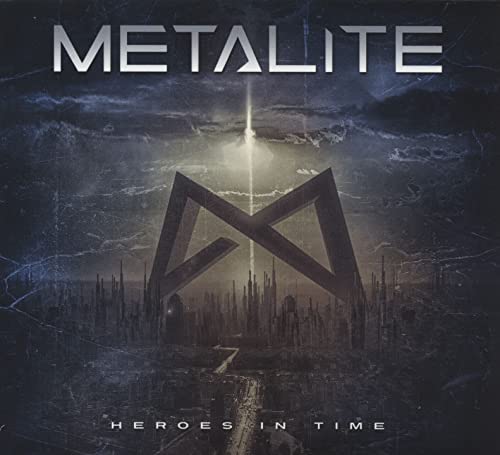CD cover for Metalite’s “Heroes In Time” featuring a futuristic cityscape.