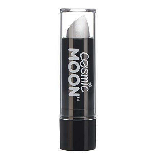 Black lipstick tube with silver metallic lipstick visible at the tip.