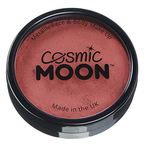 A round black container of red metallic face and body paint by Cosmic Moon.