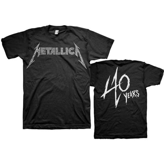 Metallica's 40th anniversary logo on a likely black t-shirt or sticker.