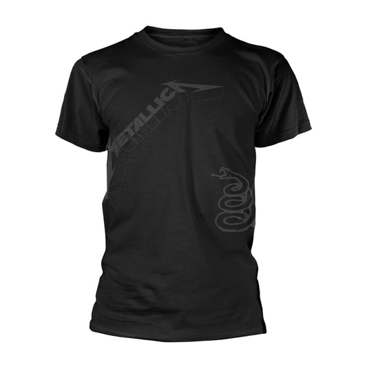 Black t-shirt with Metallica’s logo in a tonal, faded design.