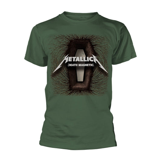Dark green t-shirt with Metallica’s “Death Magnetic” album art graphic.