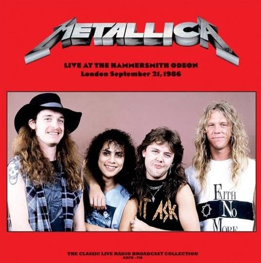 Metallica band portrait from 1986, album cover for "Live At The Hammersmith Odeon".
