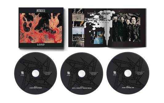 Metallica Load expanded edition CD set featuring the album cover, booklet, and three discs.