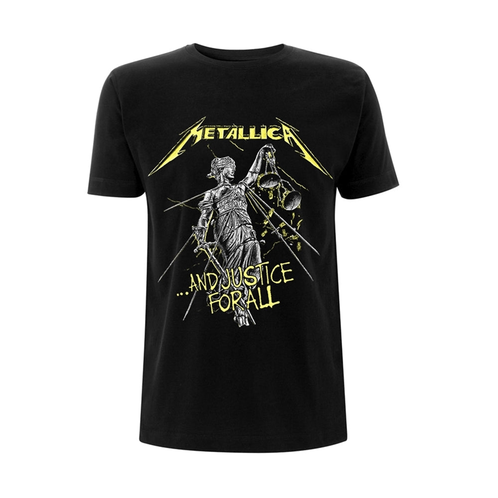 Black Metallica t-shirt featuring Lady Justice and the And Justice For All album graphic.