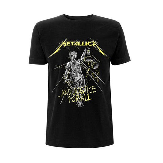Black Metallica t-shirt featuring Lady Justice and the And Justice For All album graphic.