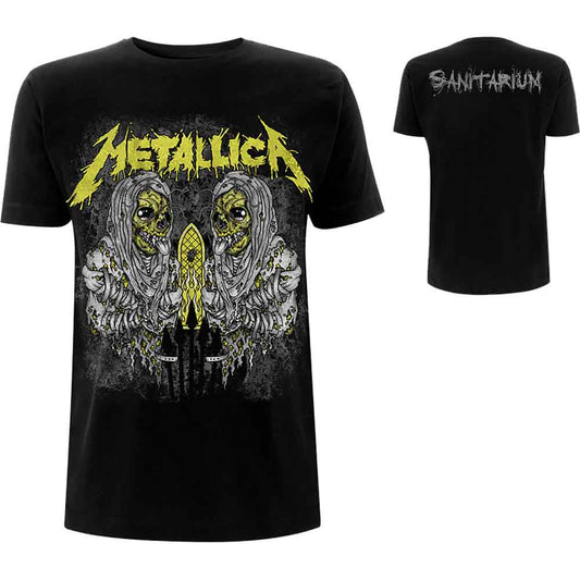 Black Metallica t-shirt with distressed graphic of two zombie-like figures.