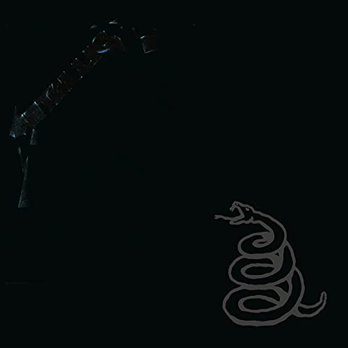 Metallica album cover featuring a faint grey coiled snake on a black background.