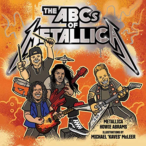 Cartoon illustration of Metallica band members with book title above.