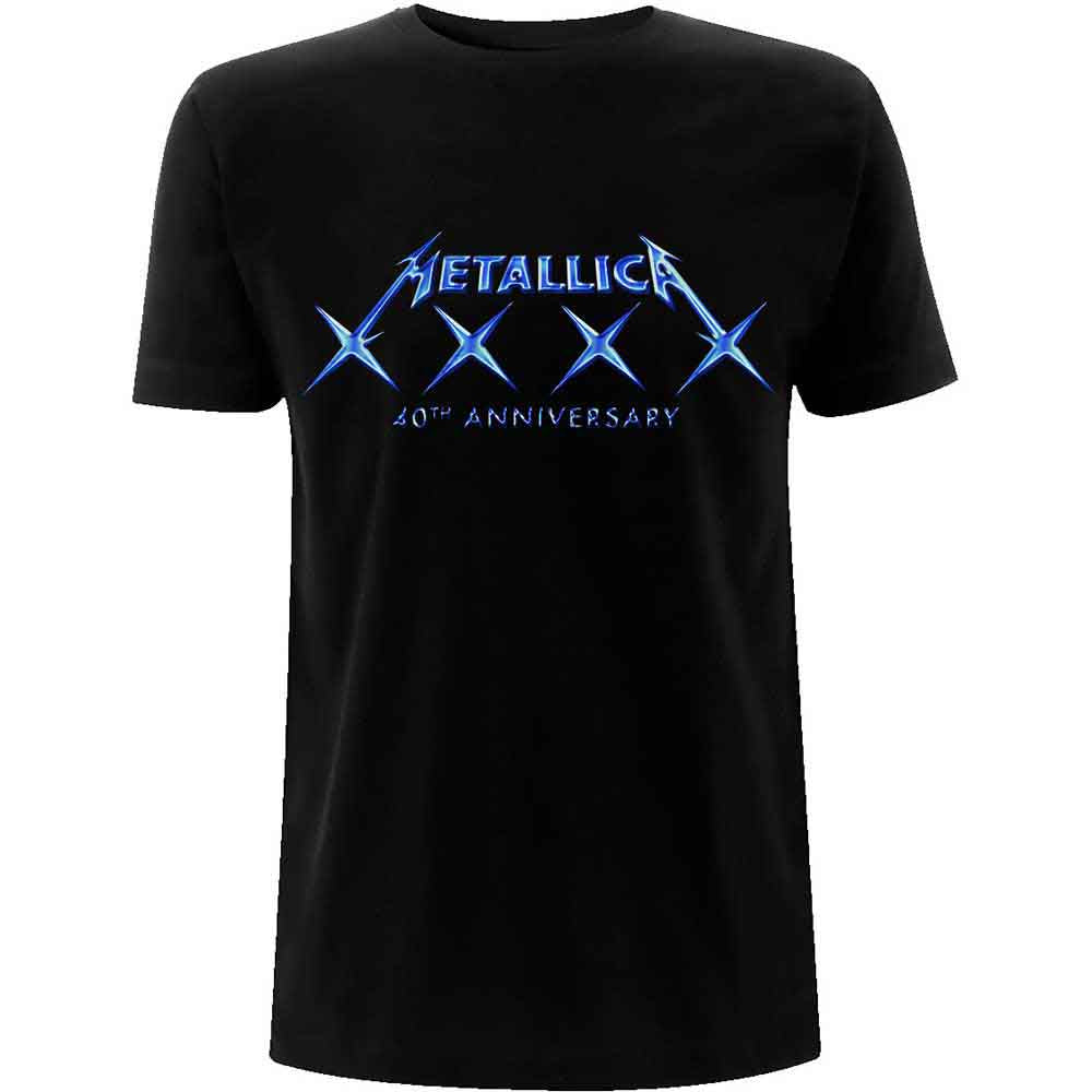 Black Metallica t-shirt, size large, featuring “40 XXXX” graphic design.