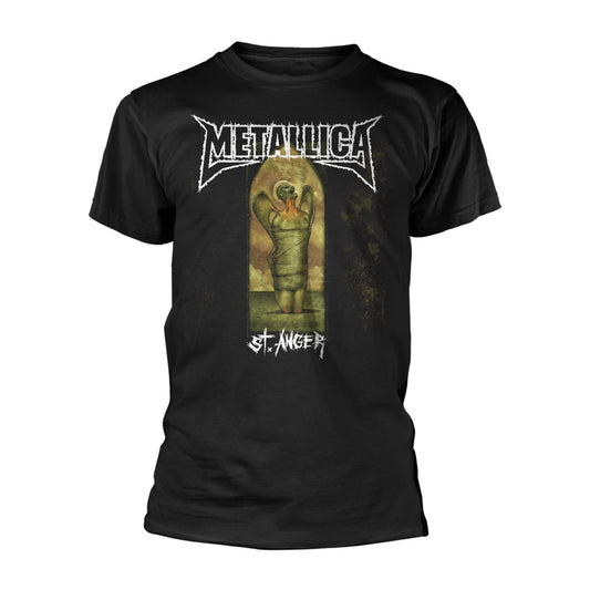 Black Metallica t-shirt featuring the “St. Anger” angel album artwork.