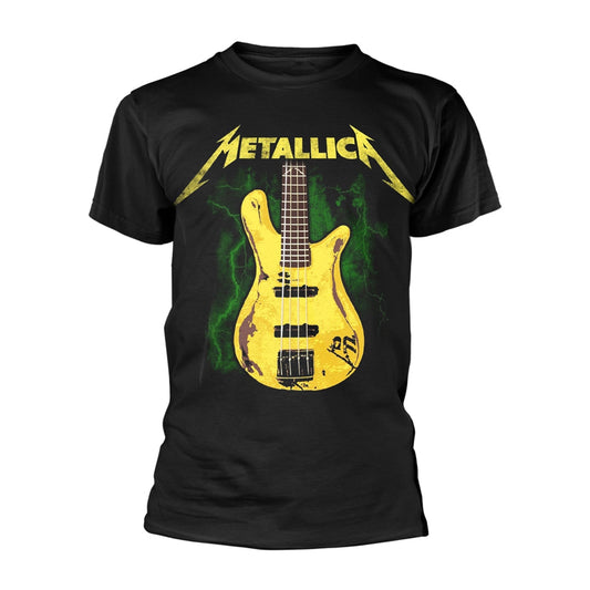 Black Metallica t-shirt featuring Robert Trujillo’s bass guitar, size XX-Large.
