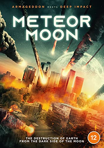 Meteor Moon" DVD cover: city destruction from falling meteors and a large moon.