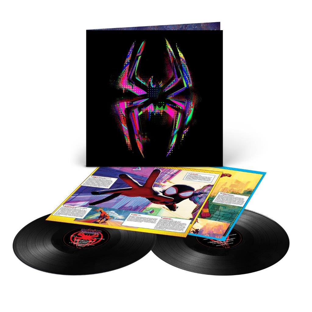 Metro Boomin’s Spider-Man: Across the Spider-Verse vinyl record with artwork and inserts.