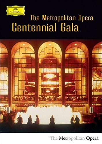 Metropolitan Opera House facade illuminated at night, DVD cover.