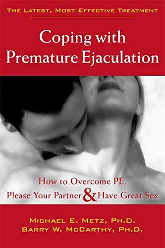 Book cover: "Coping with Premature Ejaculation" with a couple embracing.