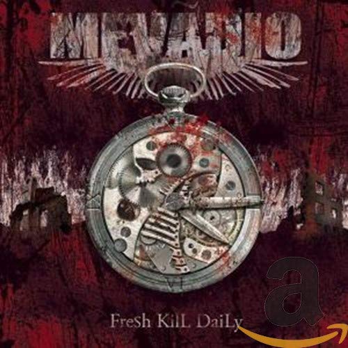 Mevadio album cover: a steampunk-style pocket watch with a skull inside.