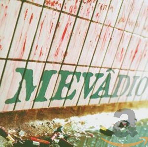 CD cover for "Mevadio" with green text on a textured, striped background.
