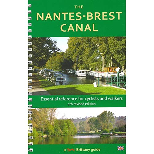 Green spiral-bound guide book for the Nantes-Brest Canal, with canal imagery.