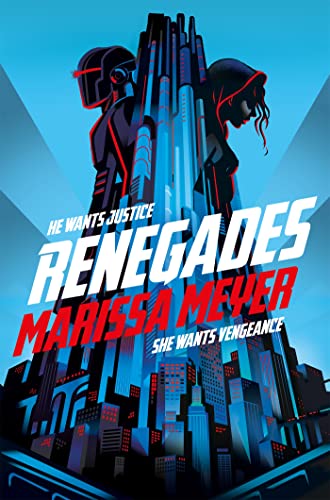 Book cover: two figures silhouetted against a futuristic city skyline.