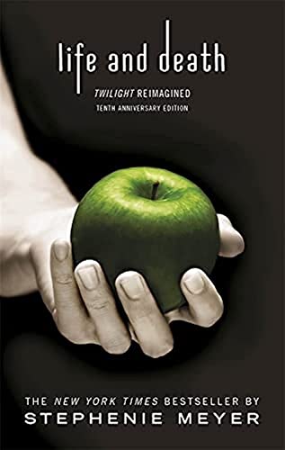 A hand holds a green apple against a black background on a book cover.
