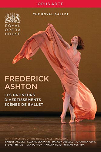 DVD cover for “Les Patineurs” featuring a ballerina in a flowing orange dress.