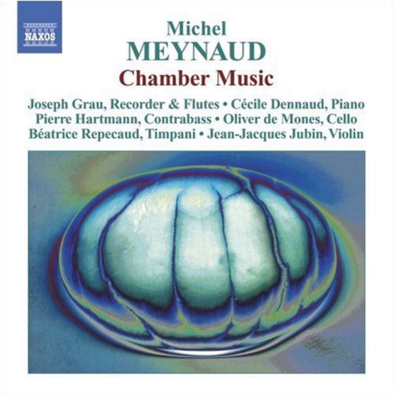 CD cover for Michel Meynaud’s “Chamber Music” with abstract blue image.