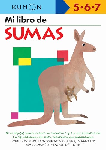Kumon "Mi libro de Sumas" workbook cover with a kangaroo and joey.