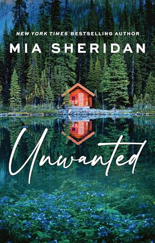 Book cover featuring a small wooden cabin reflected in a lake amidst pine forests.
