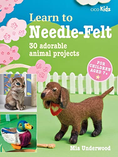 Book cover featuring needle-felted animals: a cat, dog, and duck.