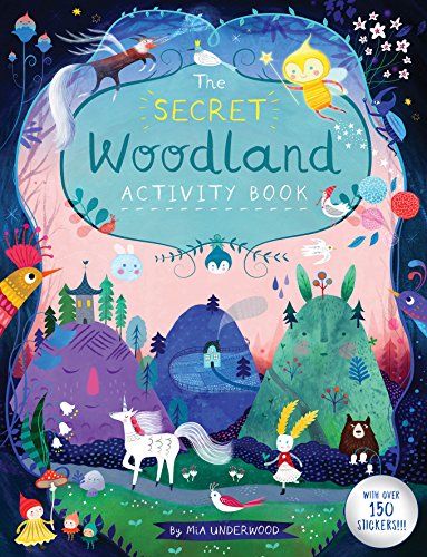 Colorful illustrated children’s activity book featuring woodland creatures and a magical landscape.
