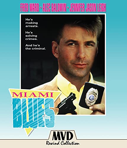 “Miami Blues” Blu-ray cover featuring Fred Ward as a police officer.