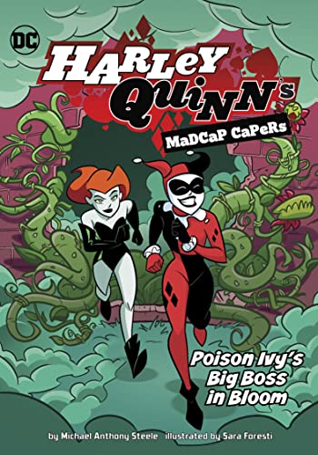 Harley Quinn and Poison Ivy on a comic book cover, green vines.