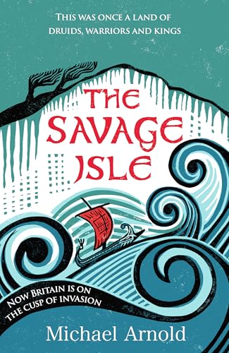 Book cover: “The Savage Isle” with waves, a boat, and a hand.