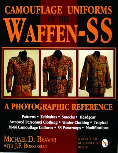 Book cover showing three camouflage Waffen-SS uniforms and title text on black background.