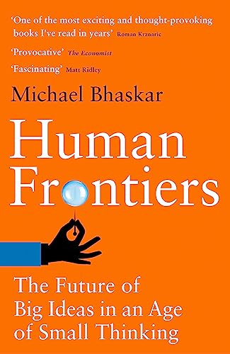 Book cover with orange background, white text, and a hand balancing a blue sphere.