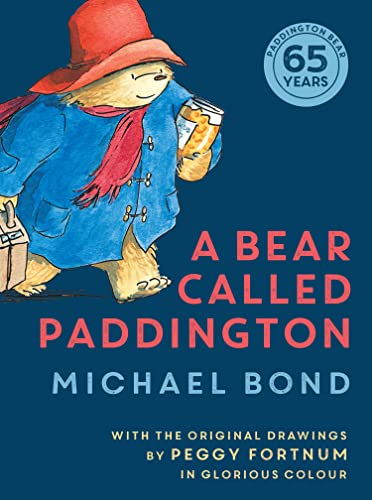 Paddington Bear with a marmalade jar, book cover illustration.
