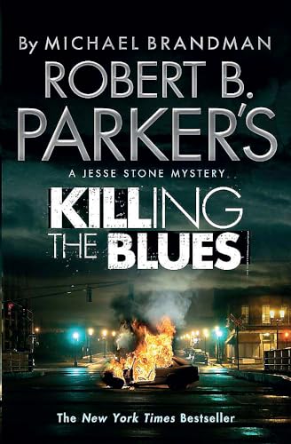Book cover: “Killing the Blues” with a burning car in the background.