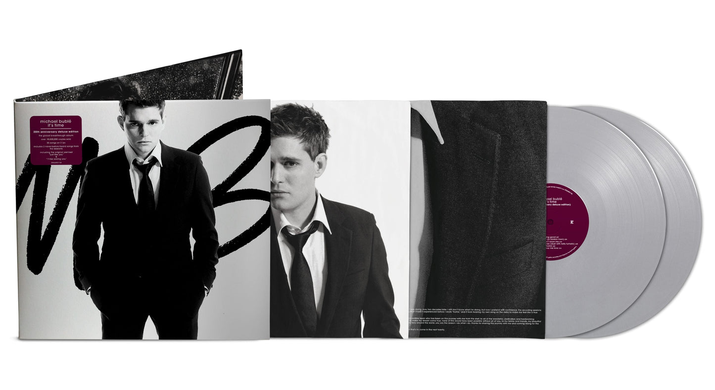 Michael Bublé “It’s Time” 20th anniversary vinyl record open packaging.