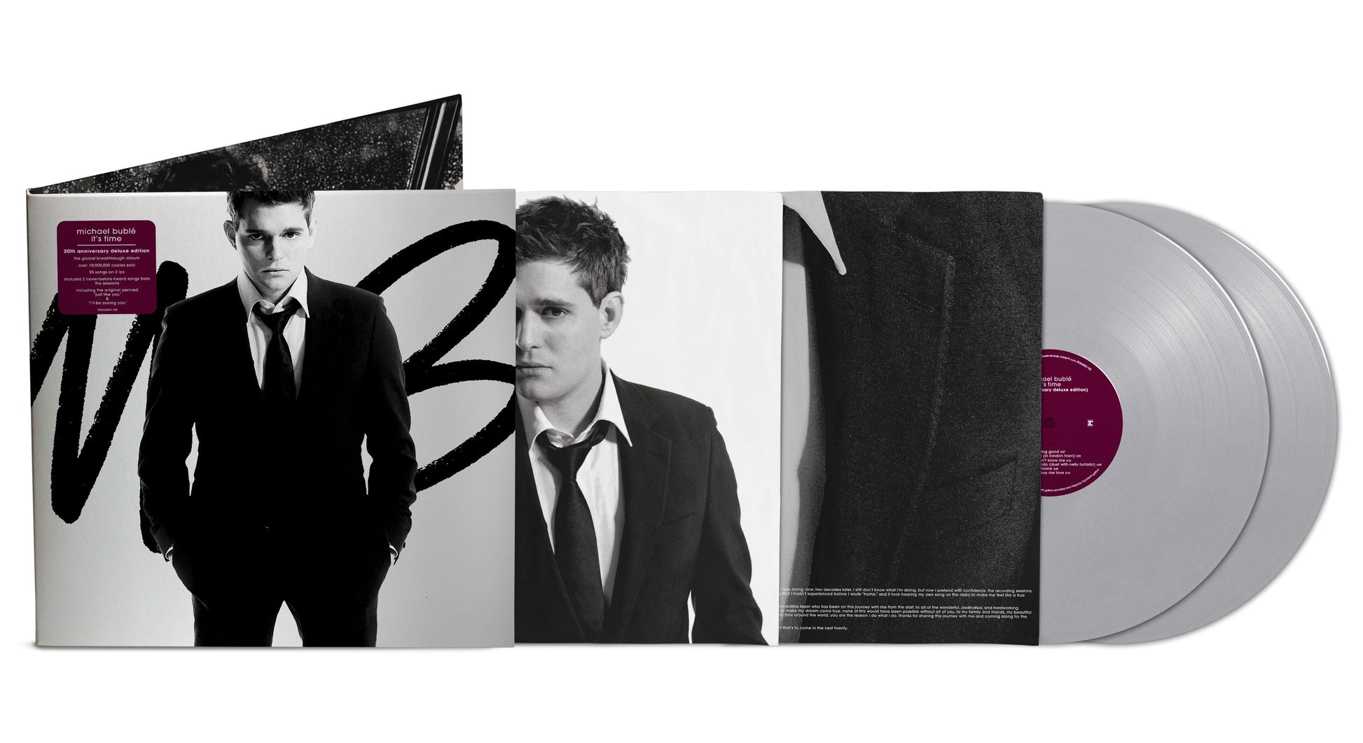Michael Bublé “It’s Time” 20th anniversary vinyl record open packaging.