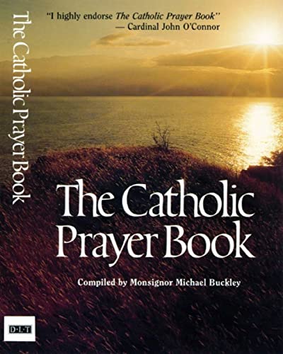 Cover of "The Catholic Prayer Book" with a sunset landscape.