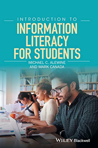 Book cover: "Introduction to Information Literacy for Students" with students studying.