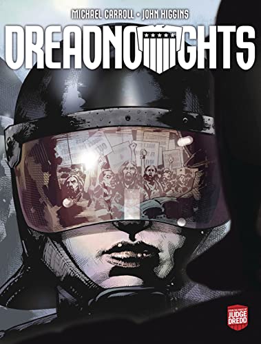 Judge Dredd comic book cover featuring a helmet’s reflective visor.