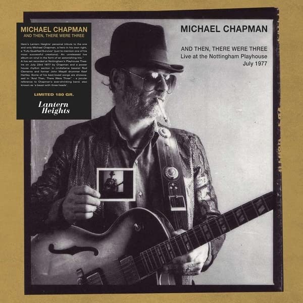 Black and white vinyl record cover featuring Michael Chapman with a guitar.
