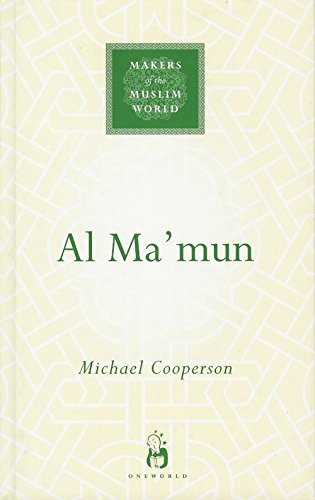 Book cover: "Al-Ma'mun" by Michael Coopersen, with green text and geometric pattern.
