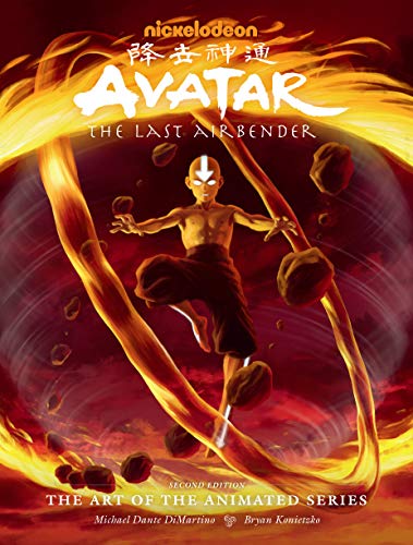 Avatar Aang airbending, book cover for "The Art of The Animated Series.