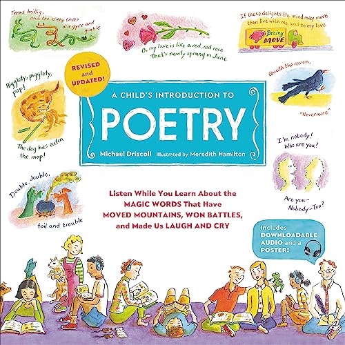 Children’s poetry book cover with illustrated verses and a group reading.