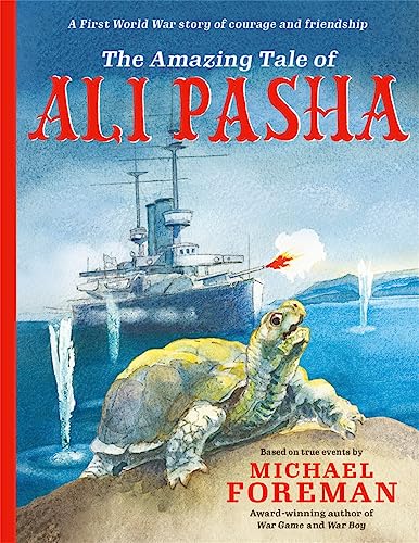 Book cover featuring a turtle in front of a warship with explosions.